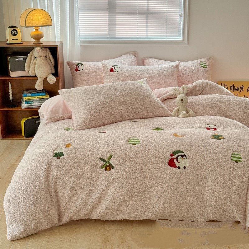 Four-piece Cashmere Winter Cartoon Extra Thick