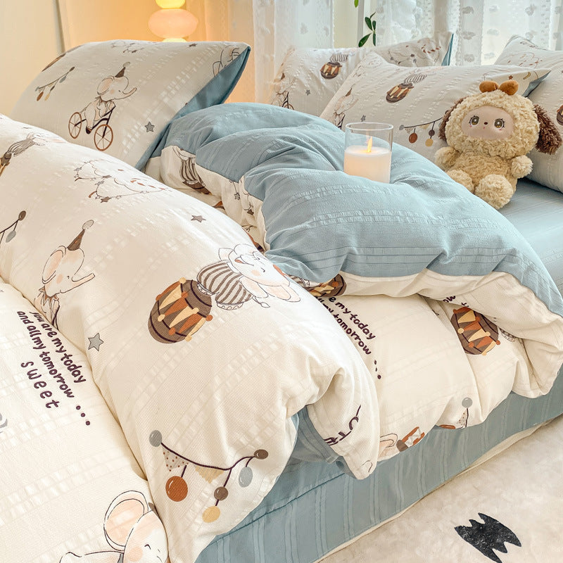 Maternal And Child Grade Washed Jacquard Yarn Cotton Mattress Cover