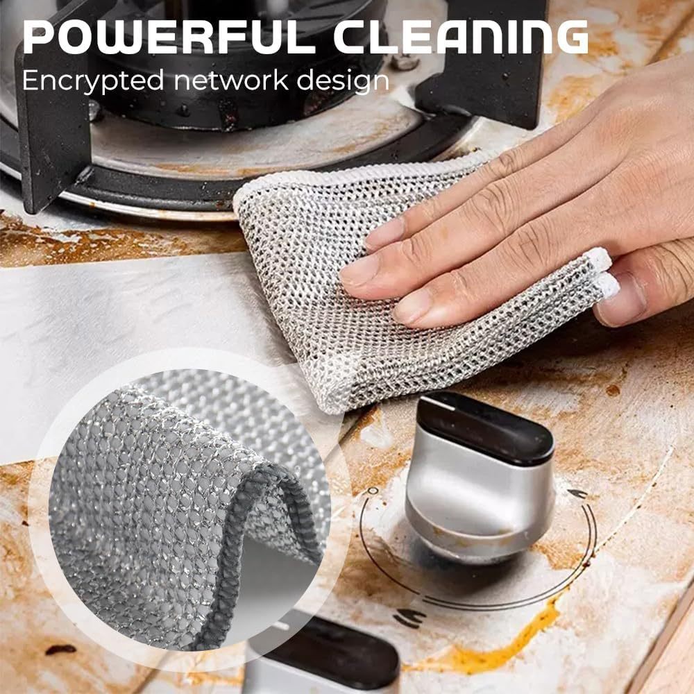 Multipurpose Wire Dishwashing Rags, 2025 New Metal Wire Dishwashing Cloths Towels Scrubs Cleans, Premium Scrubbing Wire Dishwashing Rags Non-Scratch Wire Dishcloth For Dishes, Sinks