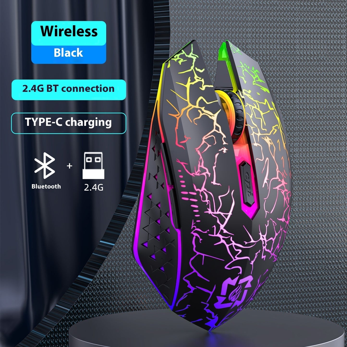 Bluetooth Dual-mode 24G Radio Gaming Mouse Rechargeable Luminous Mute Breathing Light