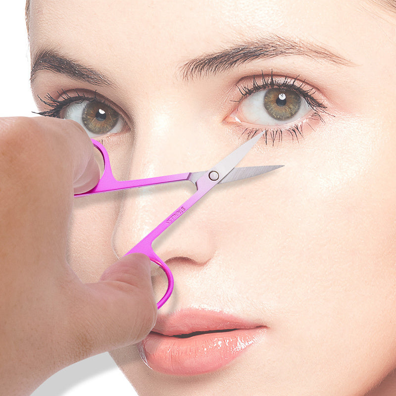 Stainless Steel Color Titanium Eyebrow Trimmer Makeup Beauty Small Scissors