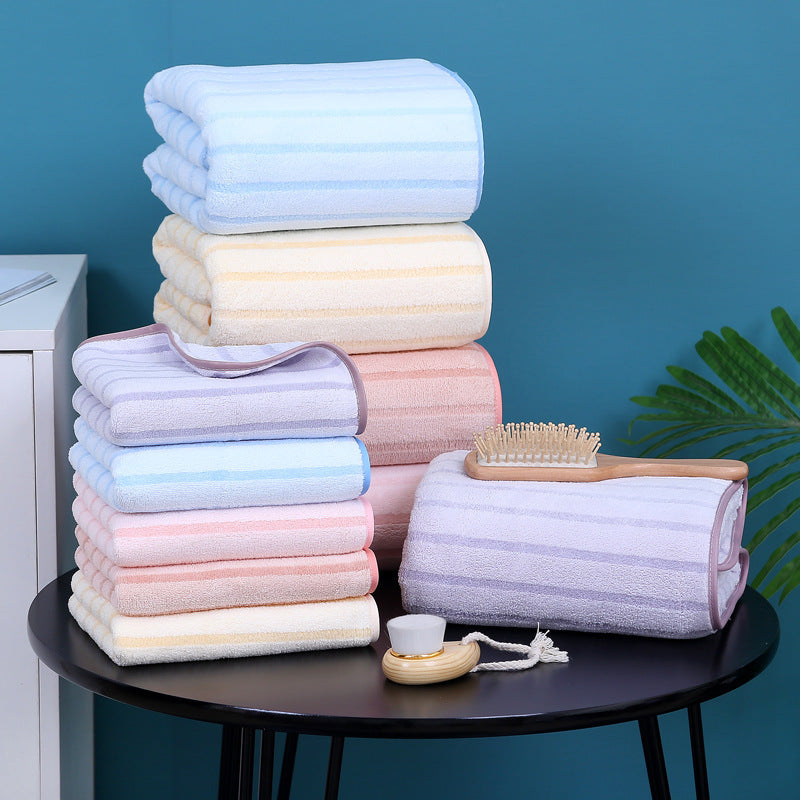 Thin Stripes Thickened Absorbent Coral Fleece Towels Suit