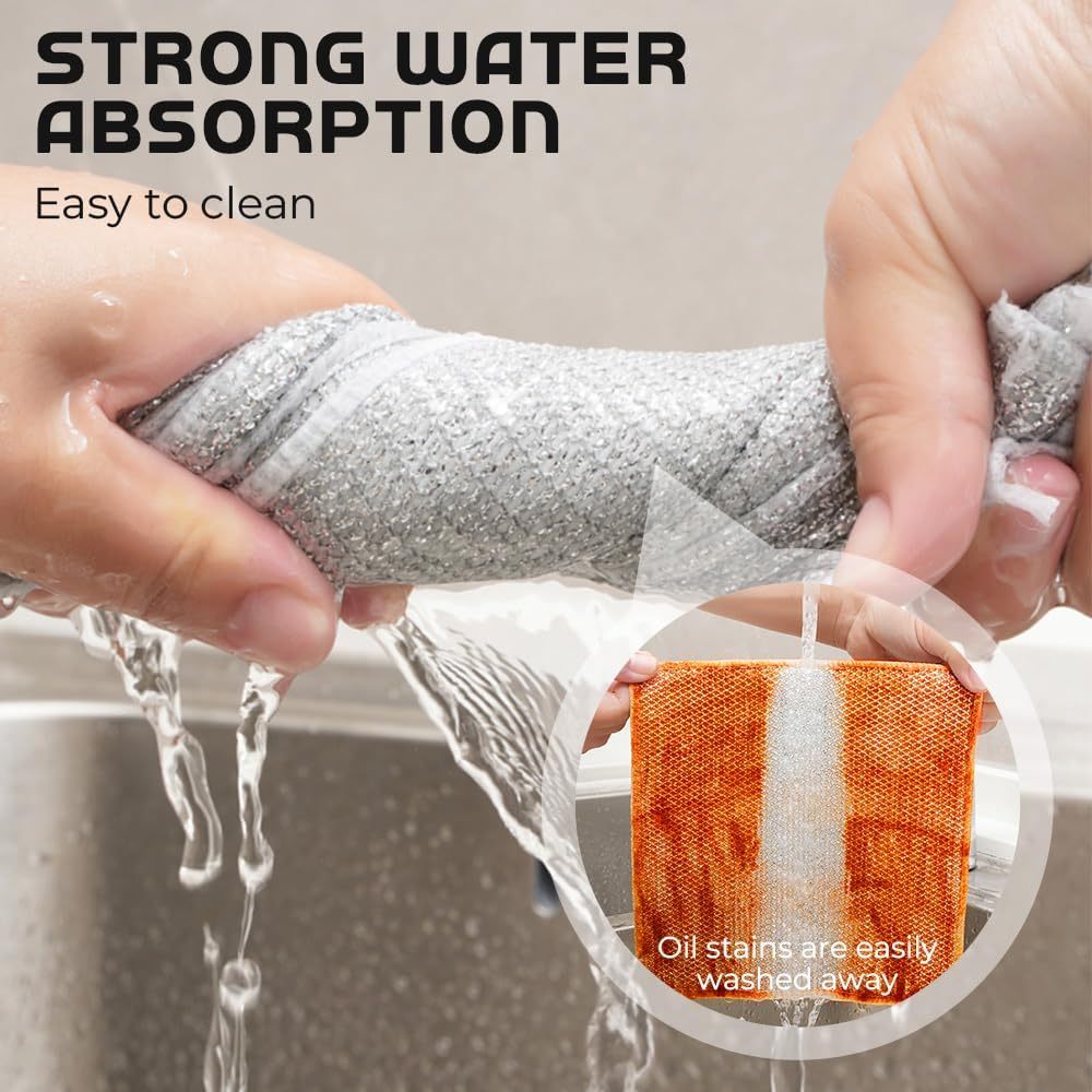 Multipurpose Wire Dishwashing Rags, 2025 New Metal Wire Dishwashing Cloths Towels Scrubs Cleans, Premium Scrubbing Wire Dishwashing Rags Non-Scratch Wire Dishcloth For Dishes, Sinks