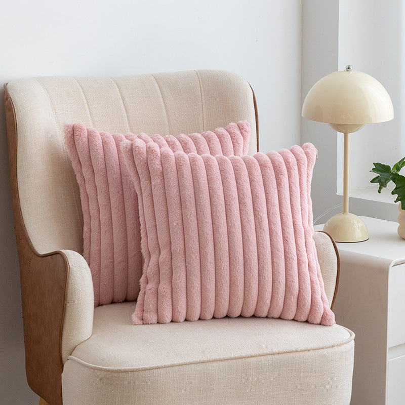 Nordic Light Luxury Faux Rabbit Fur Drawstring Pillowcase