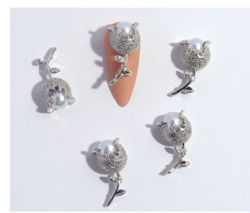 Nail Ornament Zircon Flower Tassel Chain