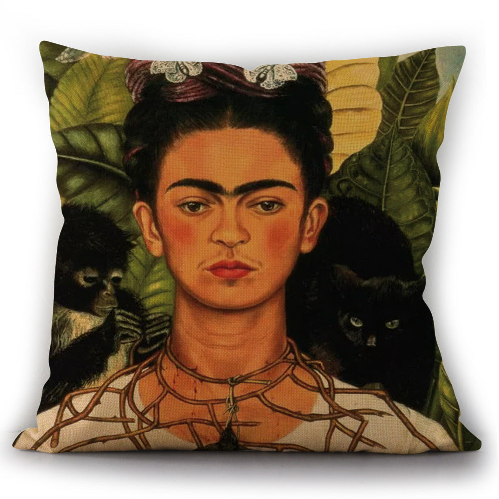 Self-portrait Oil Painting Linen Cushion Pillowcase