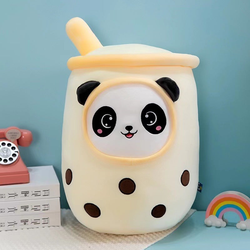 Fruit Milky Tea Cup Pillow Plush Toy Leather Phone Case