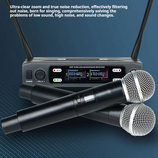 Home Karaoke Microphone New VHF One-to-two Wireless Microphone