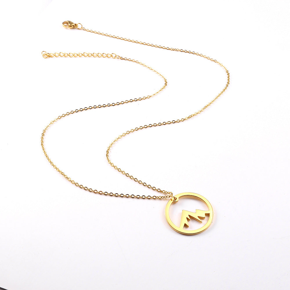 Mountain Pendant Necklace Gold Silver Minimalist Nature Snow Mountain Necklace For Women Men Fashion Adventure Jewelry Gift