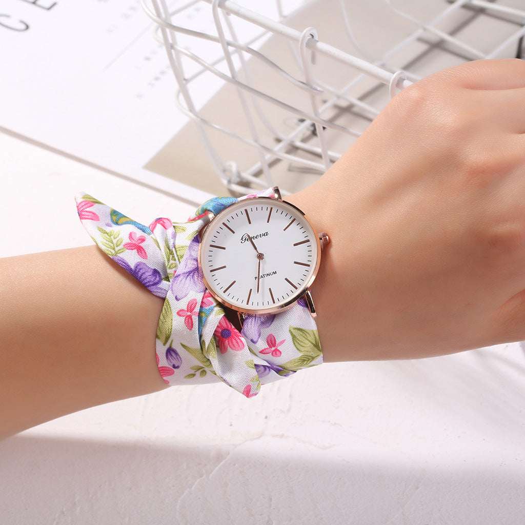 Calico strap quartz watch