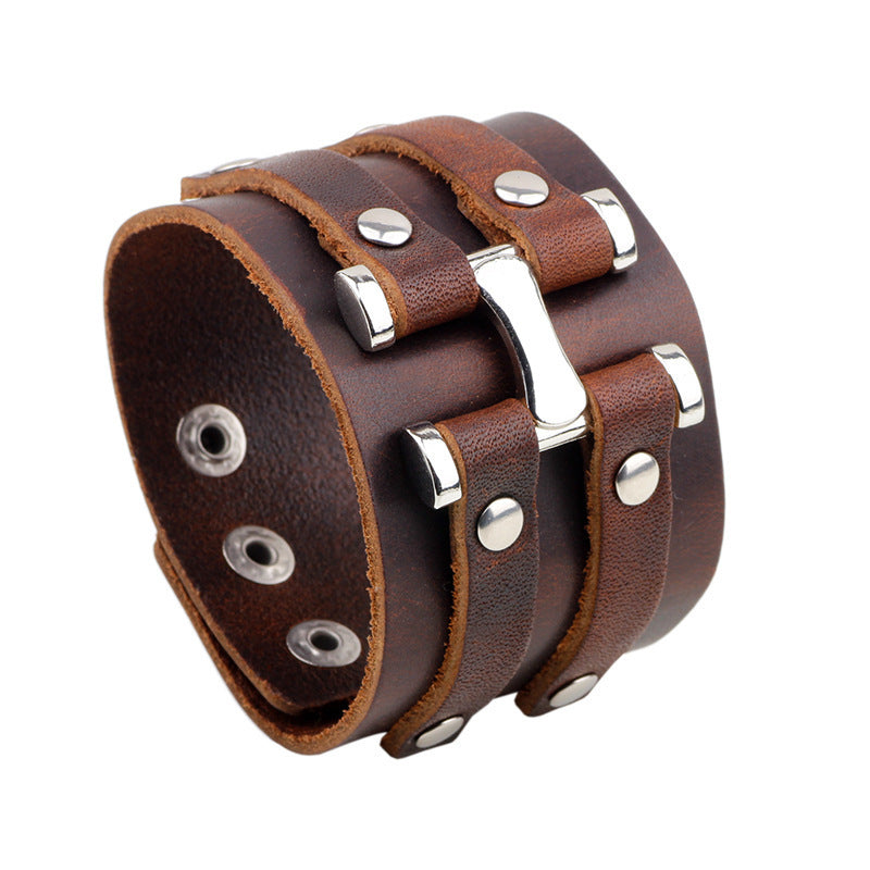 Retro fashion punk leather bracelet