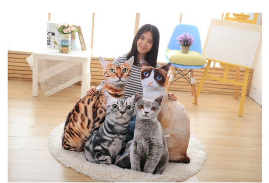 Simulation cat pillow cute cat doll plush toy stereo pet doll