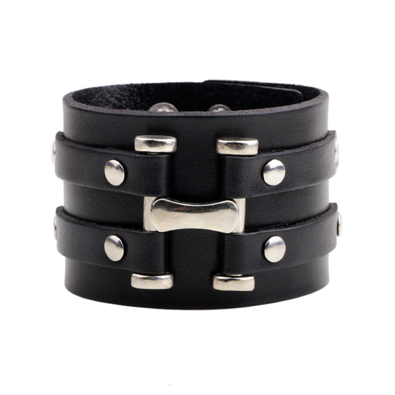 Retro fashion punk leather bracelet