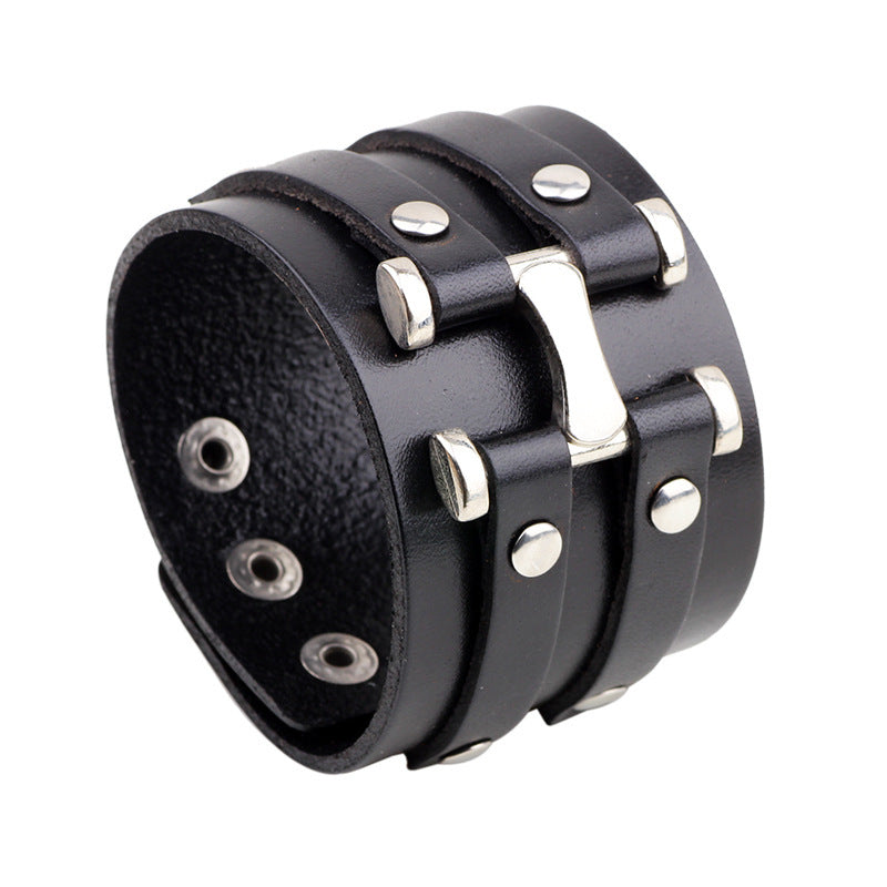 Retro fashion punk leather bracelet