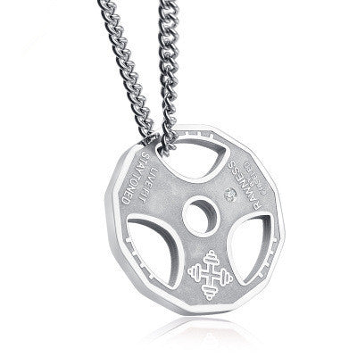 European and American fitness dumbbell exercise barbell necklace pendant jewelry wholesale tide brand men DZ114