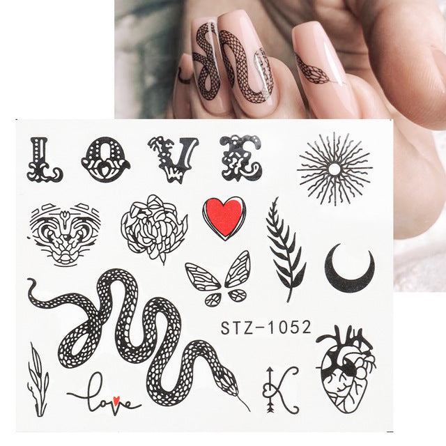 Personality Python Dark Letter Transfer Nail Sticker