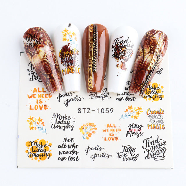 Personality Python Dark Letter Transfer Nail Sticker