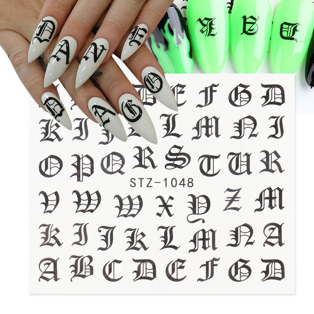 Personality Python Dark Letter Transfer Nail Sticker