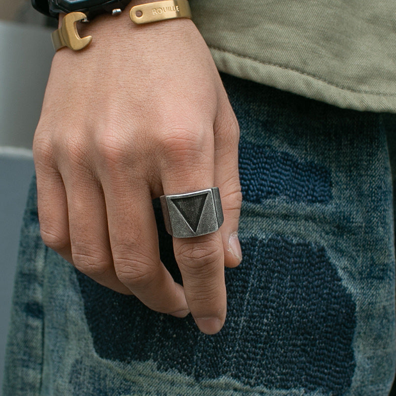 Alloy Viking Triangle Ring Retro Hammer Retro Punk Jewelry Finger Men's Love Jewelry