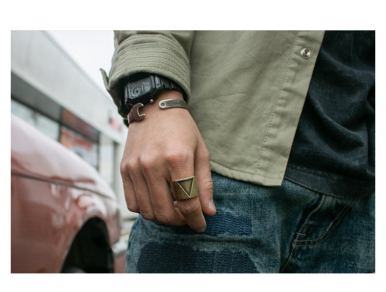 Alloy Viking Triangle Ring Retro Hammer Retro Punk Jewelry Finger Men's Love Jewelry