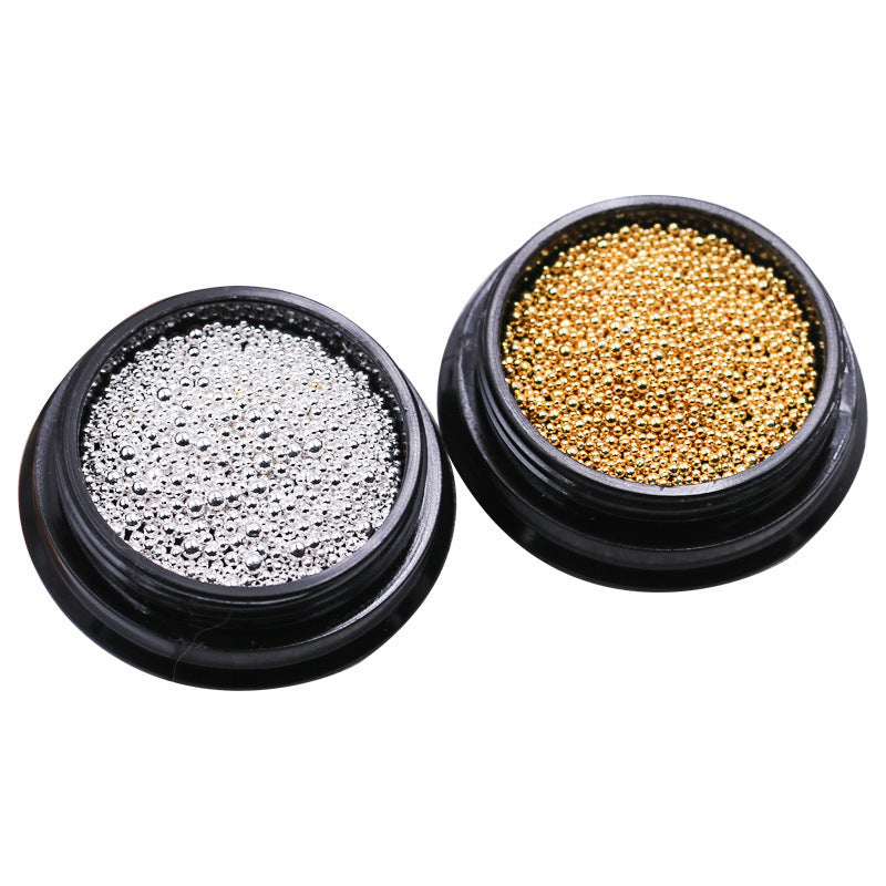 New Style Japanese Nail Polish Glue Big And Small Steel Ball Gold And Silver Mixed Nail Decoration