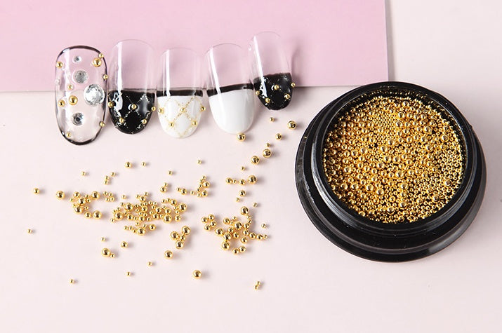 New Style Japanese Nail Polish Glue Big And Small Steel Ball Gold And Silver Mixed Nail Decoration