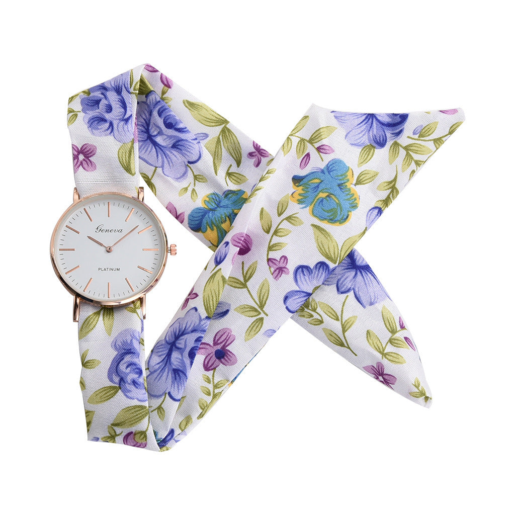 Calico strap quartz watch