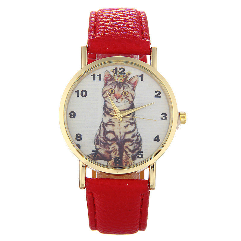 Squatting cute kitten pattern Watch