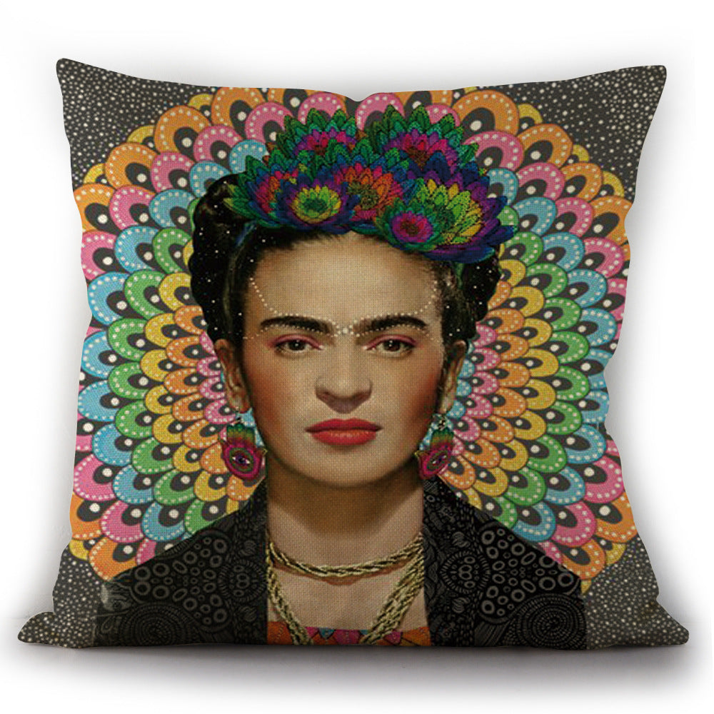 Self-portrait Oil Painting Linen Cushion Pillowcase