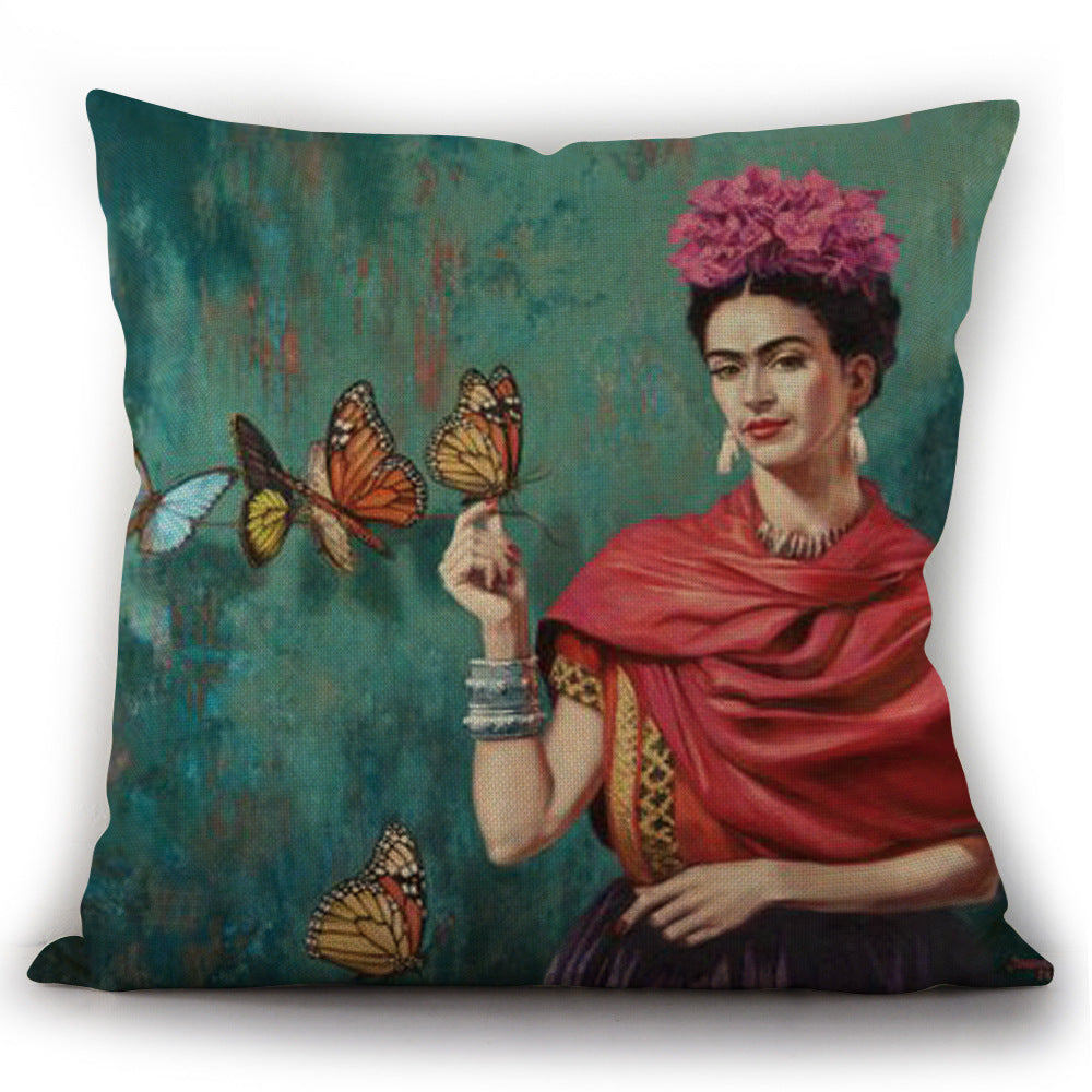Self-portrait Oil Painting Linen Cushion Pillowcase