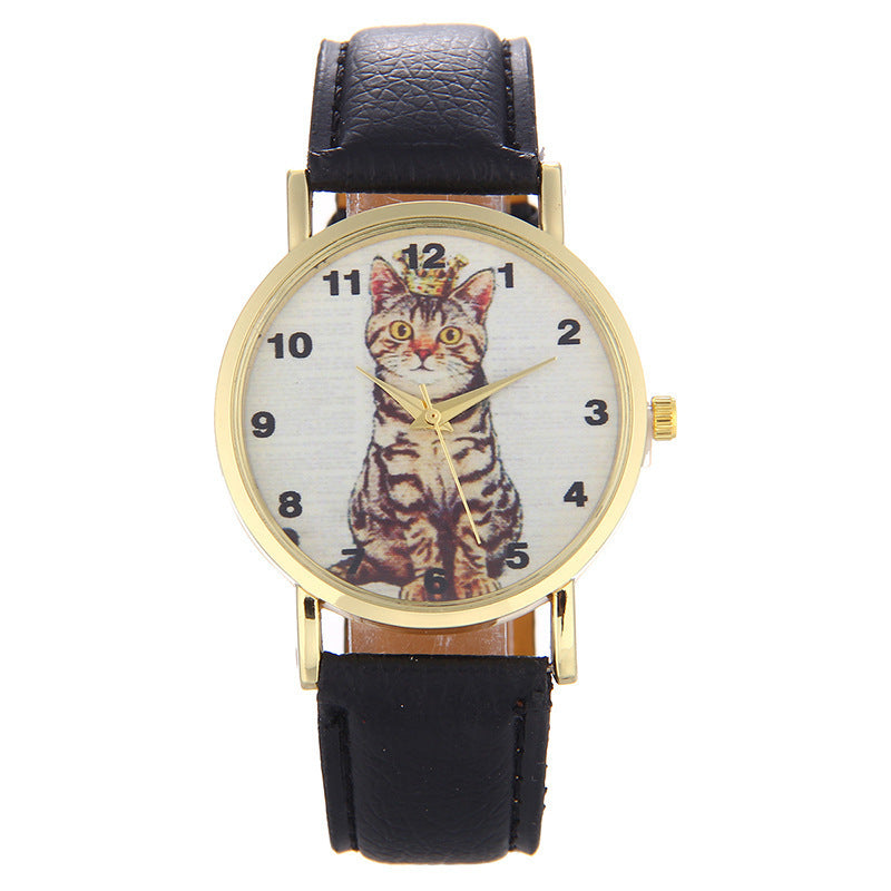 Squatting cute kitten pattern Watch
