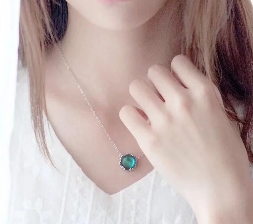 Thaya Aurora Forest Necklace Halo Crystal Gemstone S925 Silver Scale Light Pendant Necklace for Women Elegant Jewelry