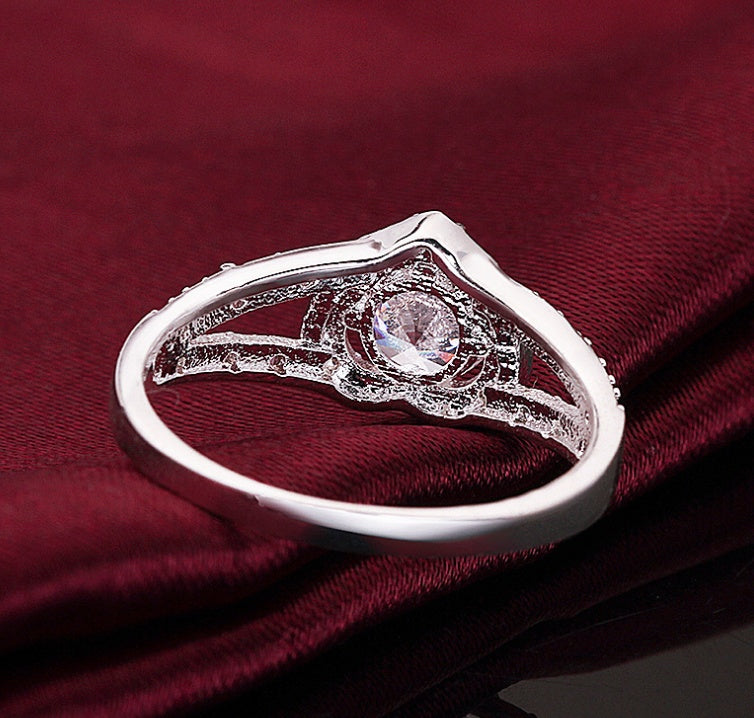 Sincere Heart Ring Silver-Color Clear AAA Cubic Zirconia Promise Ring for Women Wedding Jewelry Size