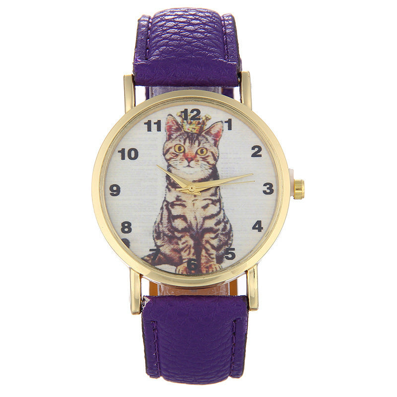 Squatting cute kitten pattern Watch