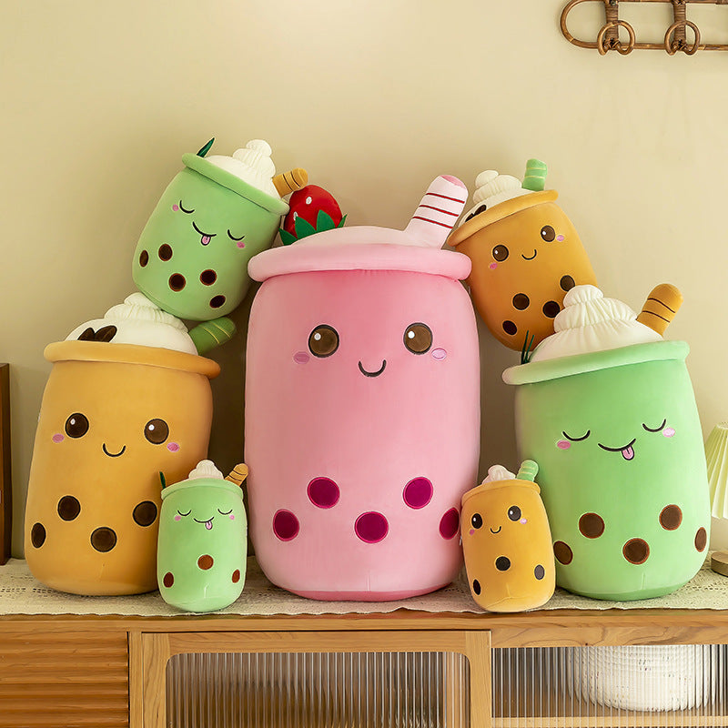 Fruit Milky Tea Cup Pillow Plush Toy Leather Phone Case