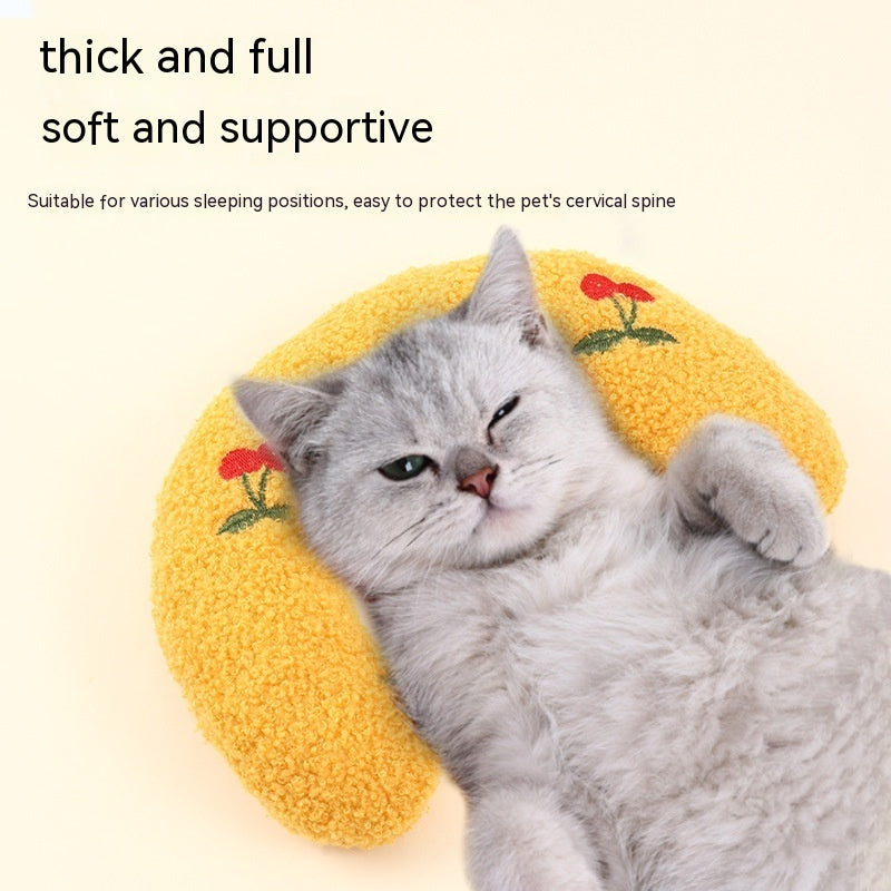 Pet Dog Cat Protect Cervical Spine Deep Sleep U-shape Pillow