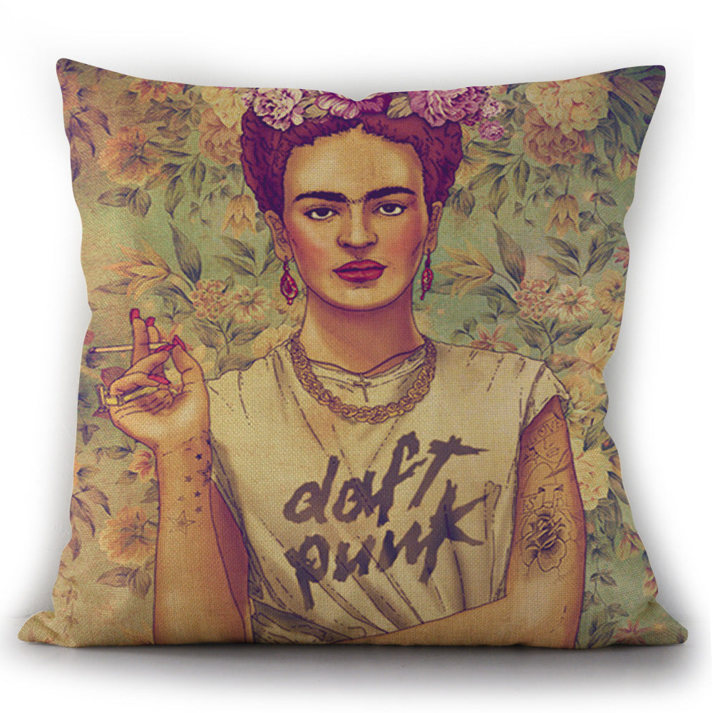 Self-portrait Oil Painting Linen Cushion Pillowcase