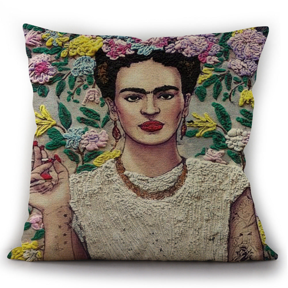 Self-portrait Oil Painting Linen Cushion Pillowcase