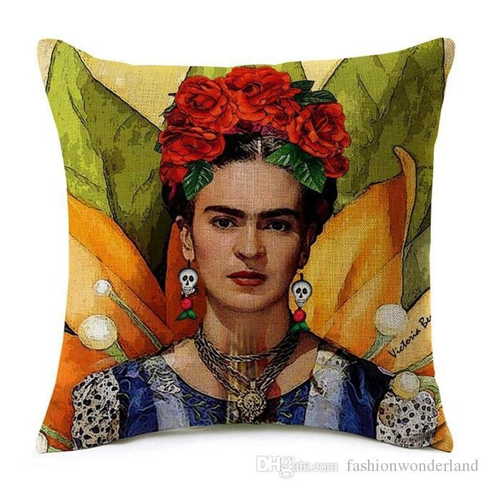 New Mexico Frida Caro Woman Self-portrait Pattern Digital Printing Linen Pillow Cover