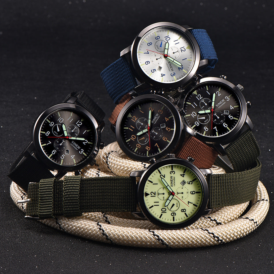 Men's Watch Nylon Band Calendar Quartz Watch