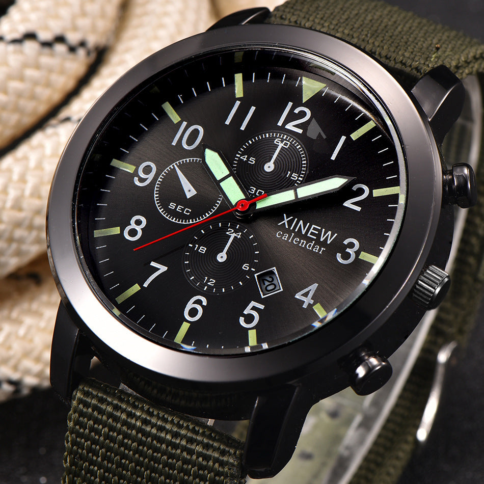Men's Watch Nylon Band Calendar Quartz Watch