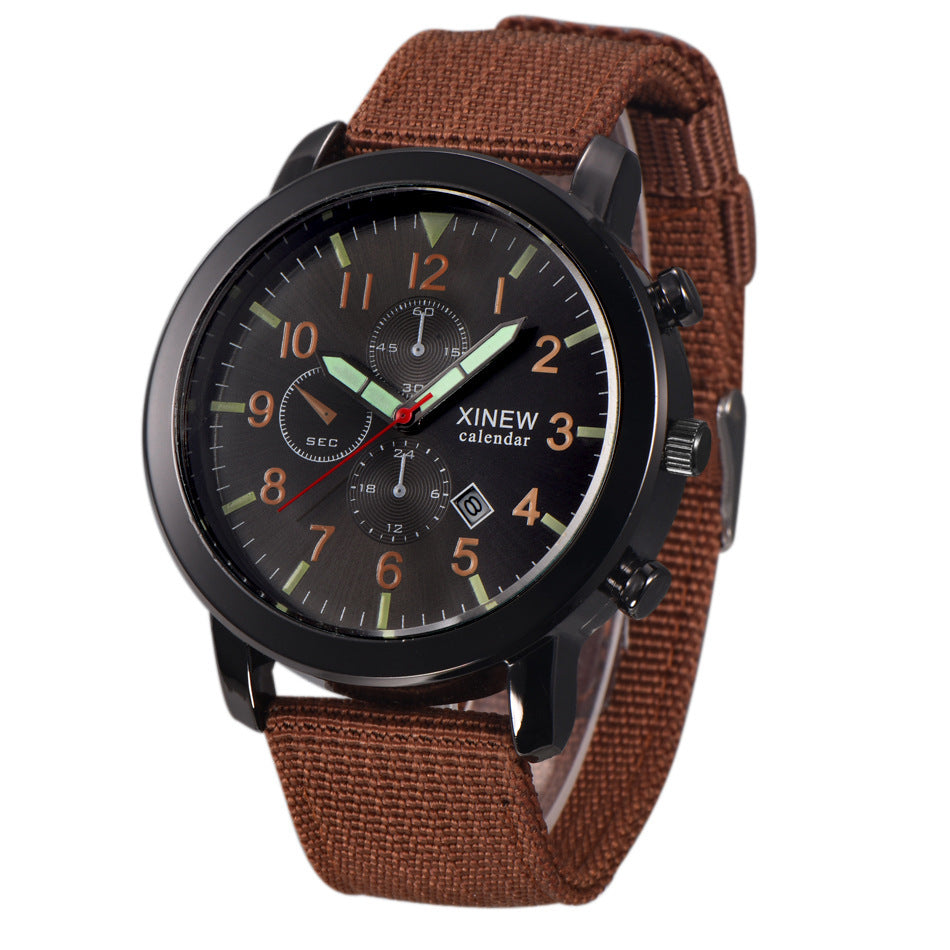 Men's Watch Nylon Band Calendar Quartz Watch