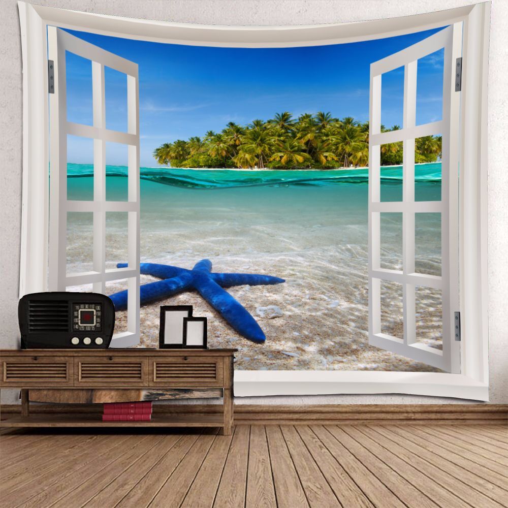 Blue Starfish Digital Printing Tapestry Wall Decoration