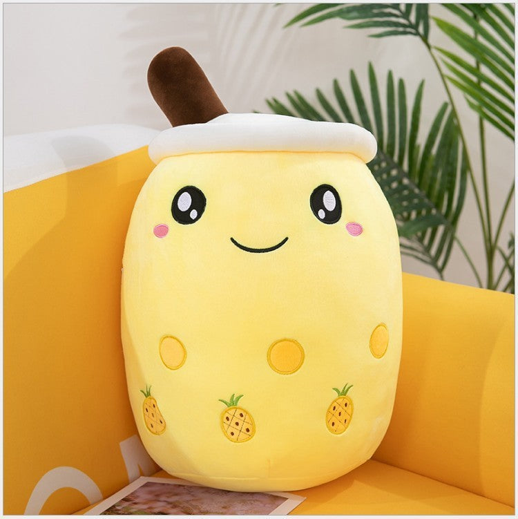 Fruit Milky Tea Cup Pillow Plush Toy Leather Phone Case