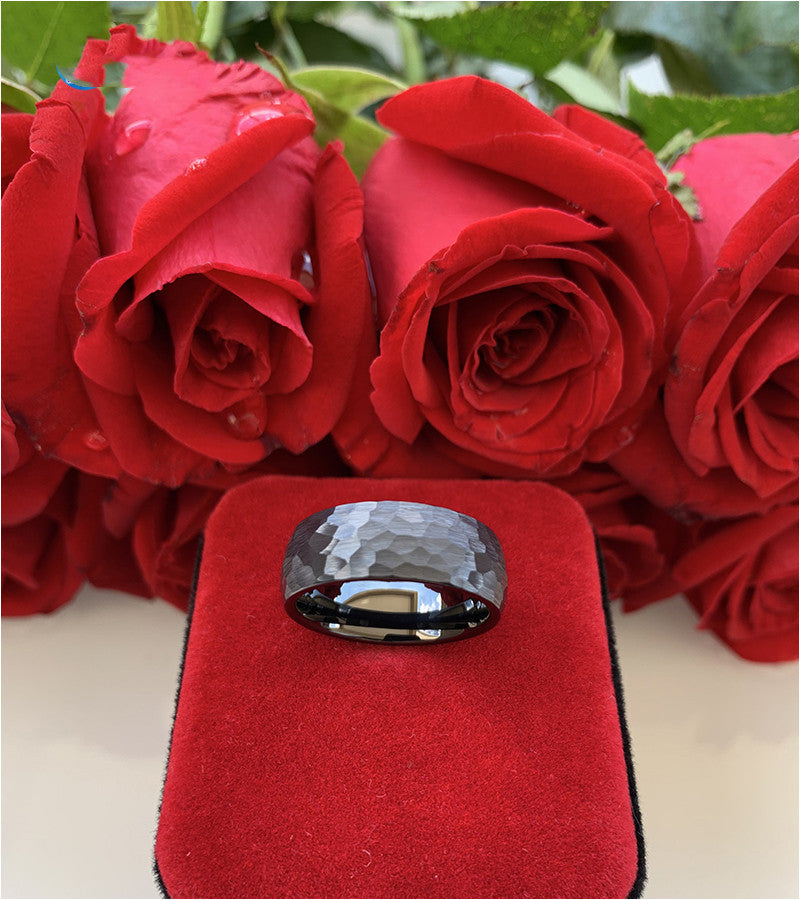 Tungsten Steel Ring Men's Jewelry Hammer Pattern