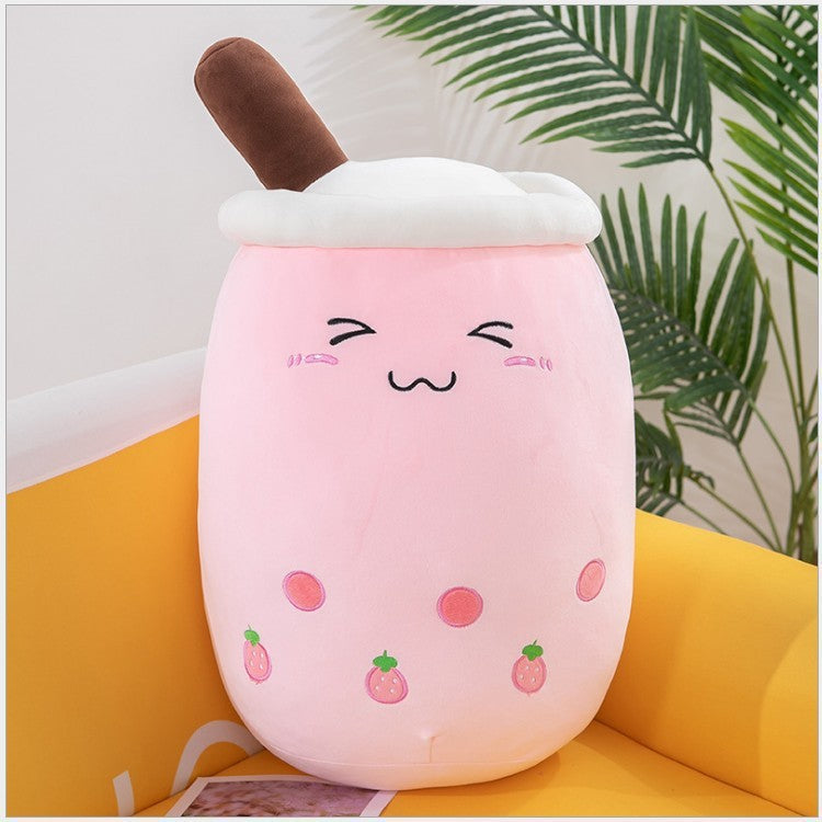 Fruit Milky Tea Cup Pillow Plush Toy Leather Phone Case