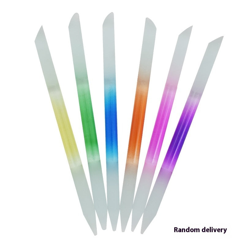 Full-color Cylindrical Glass Nail File Manicure Implement Manicure Household Double-headed Nail-free