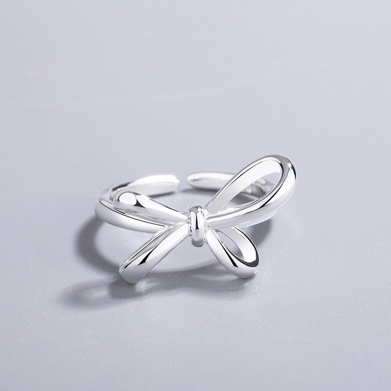 Simple Personality Hong Kong Style Geometric Hand Jewelry Bow Ring Women