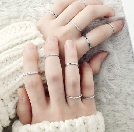 10PCS SET Fashion Simple Design Vintage Gold Silver Color Joint Rings Sets For Women Jewelry J7213