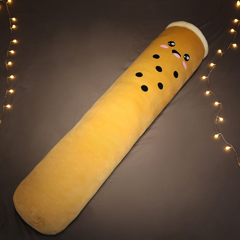 Cute Milk Tea Cylindrical Pillow Bed Doll Plush Removable And Washable